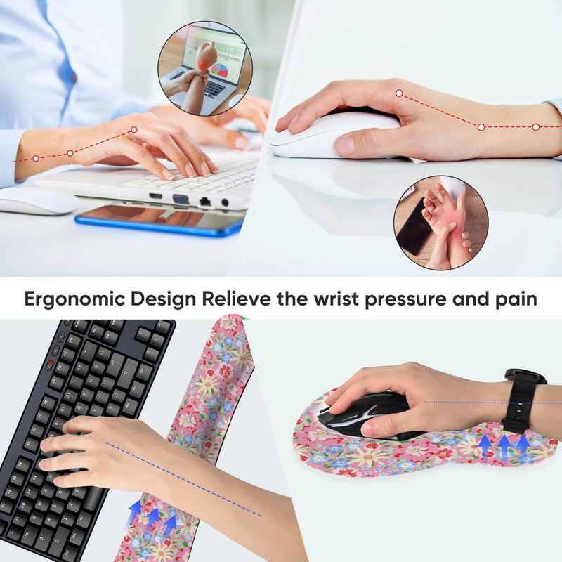 WINTOJO Keyboard Wrist Rest Pad and Mouse Wrist Rest Support Gaming Mouse Pad Ergonomic Gel Memory Foam Set for Computer, Laptop, Office, Pain Relief, Comfortably Typing (KM-42) - Image 5