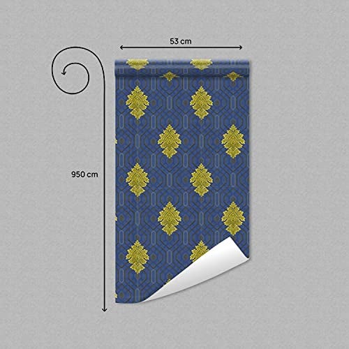 Asian Paints ezyCR8 Blue Damask Design Non-Adhesive Wallpaper for Home & Office, Easy Application, Water Resistant, Dust Proof, PVC Coated, Interior Décor (53cm x 950cm)| (54 sq. ft. per roll) - Image 2