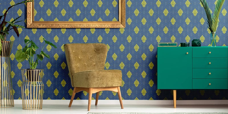 Asian Paints ezyCR8 Blue Damask Design Non-Adhesive Wallpaper for Home & Office, Easy Application, Water Resistant, Dust Proof, PVC Coated, Interior Décor (53cm x 950cm)| (54 sq. ft. per roll) - Image 4