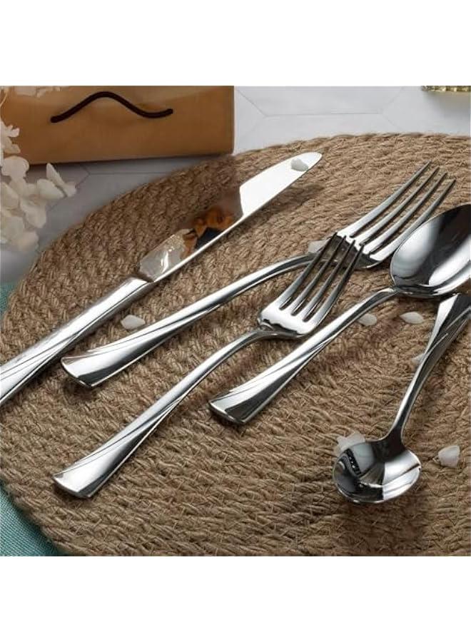 HOOKOR 20-Piece Silverware Set Stainless Steel Flatware Set,Service for 4,Mirror Polished Cutlery Set,Dishwasher Safe (Silver) - Image 3