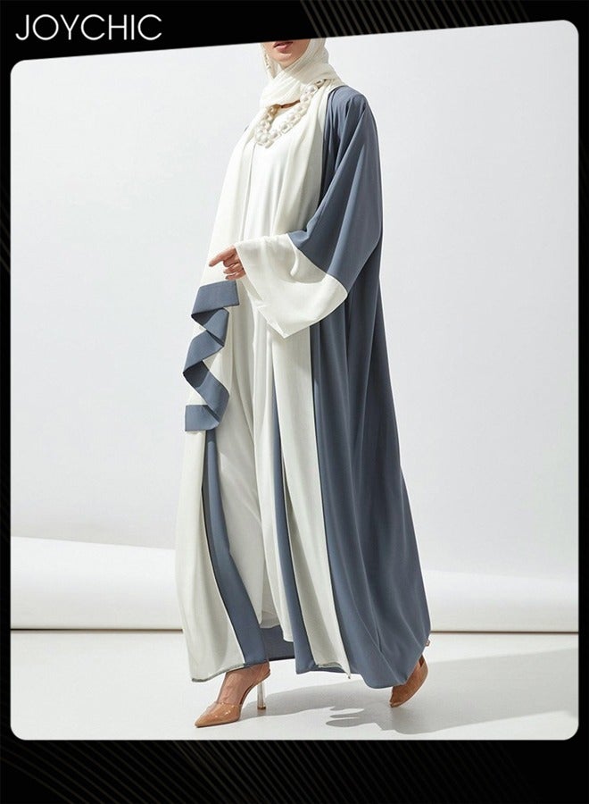 Joychic Women Chiffon Abaya Muslim Prayer Clothes Islamic Maxi Kaftan Elegant Loose Cardigan Islamic Kaftan - Image 2