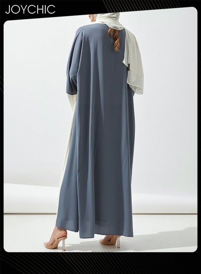 Joychic Women Chiffon Abaya Muslim Prayer Clothes Islamic Maxi Kaftan Elegant Loose Cardigan Islamic Kaftan - Image 3