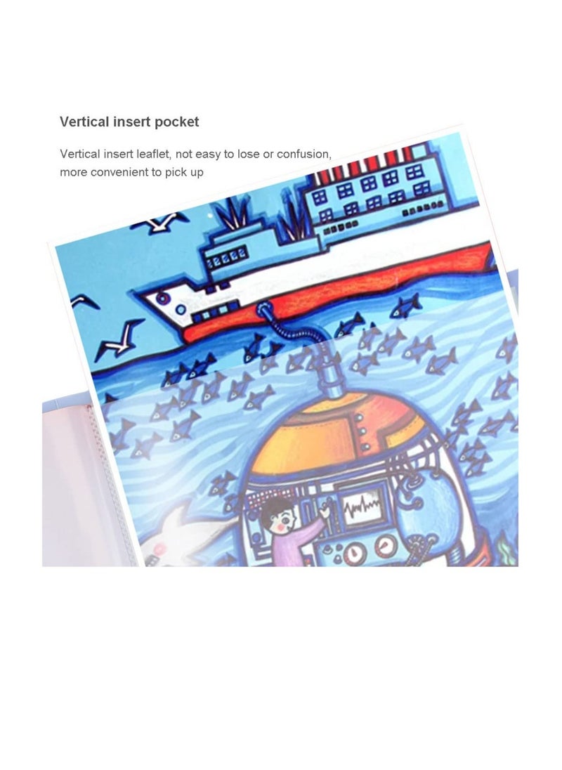Diamond Painting Album with 30 Clear Pockets for Art Storage and Presentation, Stylish Portfolio Folder in Blue and Pink