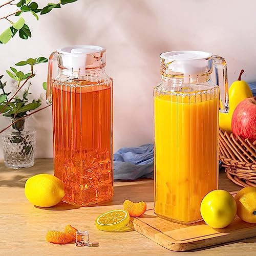 Wringo Premium Glass Water Jug - 1.2 LTR, Transparent, Hot Cold Water Glass Pitcher with Lid Water Jug, Iced Tea, Milk and Juice Beverage Carafe, Lemon Jug 1200ML (Set of 1) (WQ-11) - Image 4