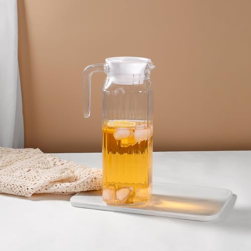 Wringo Premium Glass Water Jug - 1.2 LTR, Transparent, Hot Cold Water Glass Pitcher with Lid Water Jug, Iced Tea, Milk and Juice Beverage Carafe, Lemon Jug 1200ML (Set of 1) (WQ-11) - Image 3