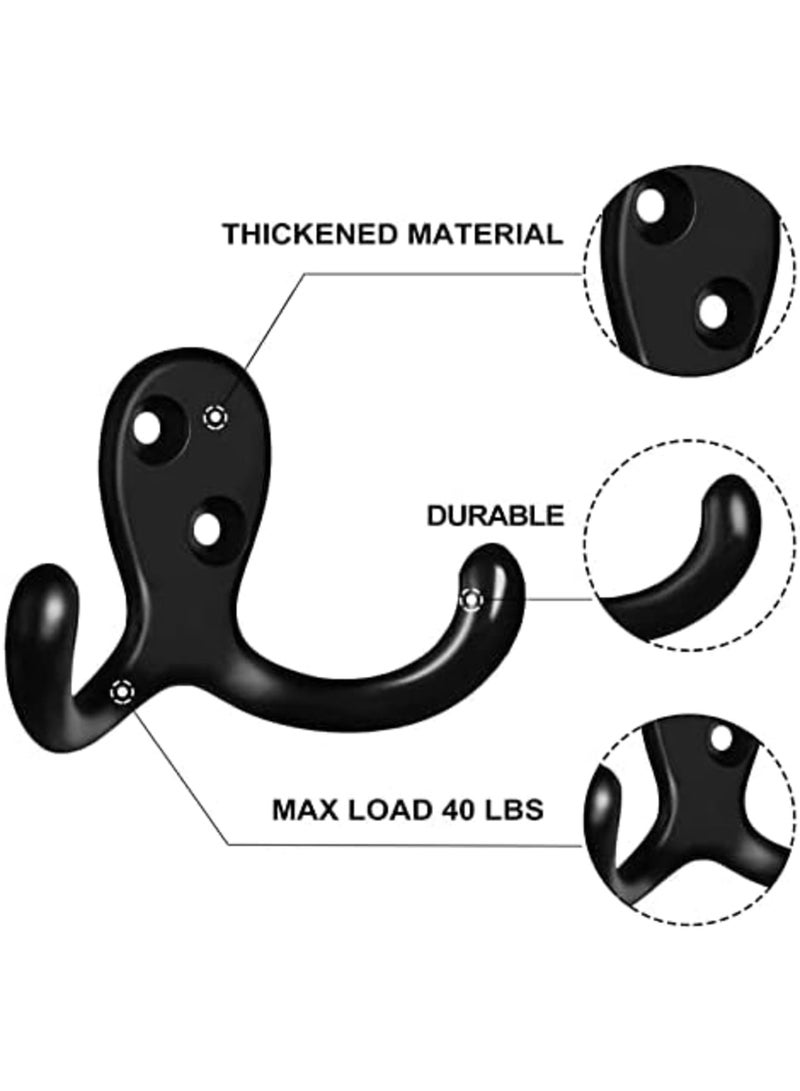 SYOSI 10 Pack Coat Hooks, Wall Hooks,Heavy Duty Double Prong Coat Hooks Wall Mounted, Coat Hooks for Wall Hooks for Hanging with 20 Screws Black Hooks for Hanging Coat, Bag, Scarf, Towel, Hat, Key(Black) - Image 5