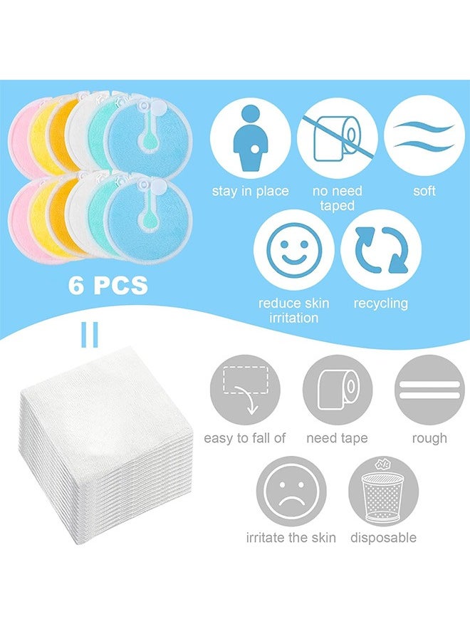 6 Pcs Nursing Pads, Reusable G Tube Button Pad, Abdominal Dialysis Feeding Tube Supplies (Six Color)