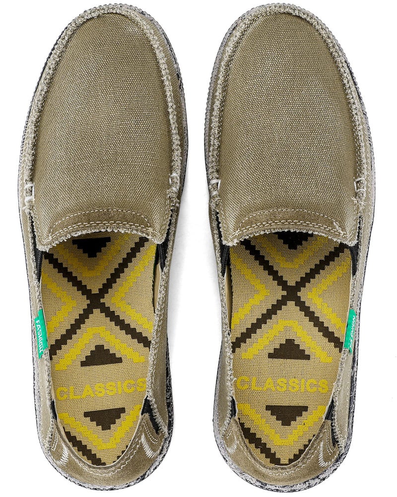 VILOCY Mens Slip on Deck Shoes Zero Drop Casual Canvas Loafer Vintage Flat Boat Shoes Green US5 EU39 - Image 4