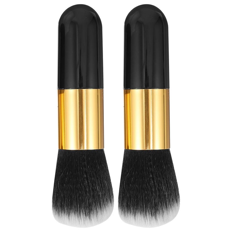 KICHOUSE 2pcs Women Cosmetics Brush Collection Soft Powder Brush Foundation Blush with Fluffy Synthetic Hair for Face Makeup Application - Image 1