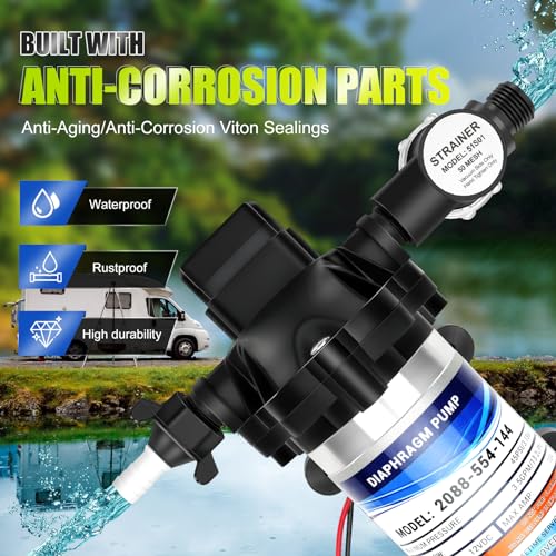 Rv Water Pump,12v Diaphragm pump,2088-554-144/2088-403-144 Fresh Water Pump,12v 3.5 Gallons per Minute,45 psi,1/2 npt Connection - Image 5