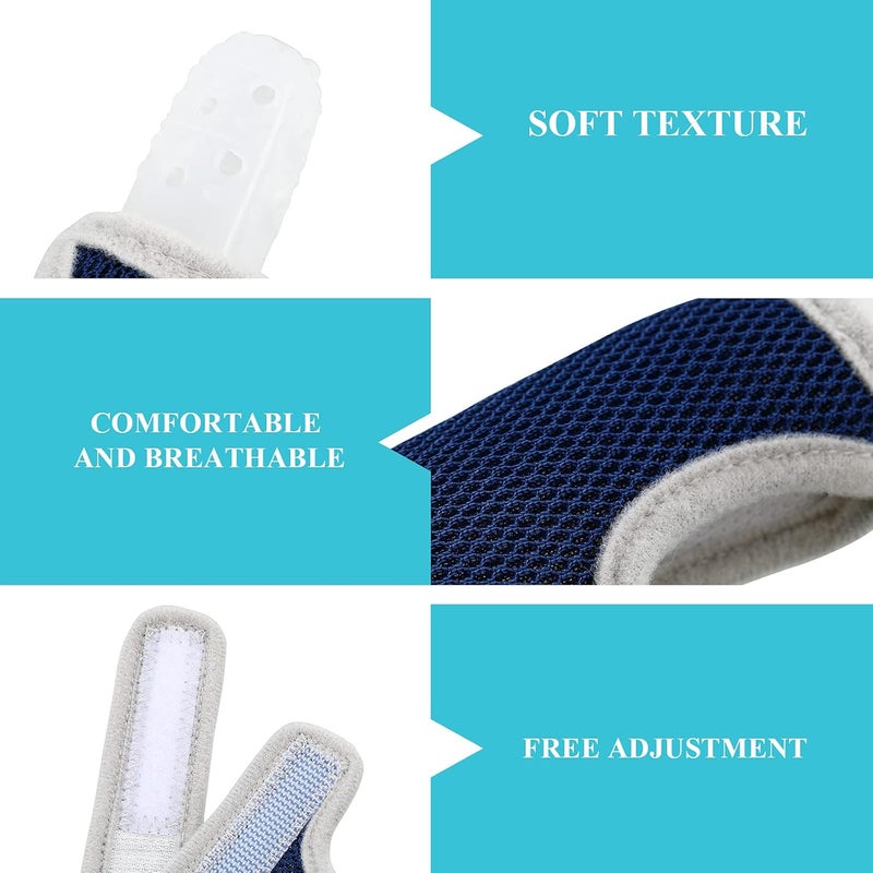 BBTO قطعتان من حراس أصابع السيليكون للأطفال مع حزام معصم قابل للتنفس مجموعة الإبهام لمنع الأطفال من مص الأصابع باللون الأزرق - Image 3