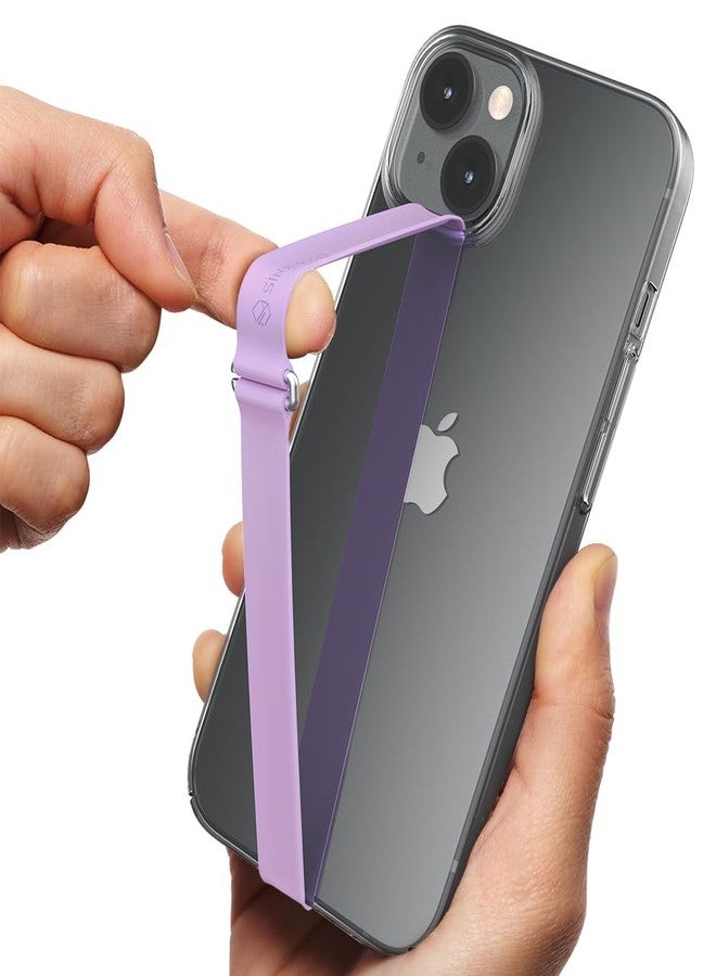 Sinjimoru Stretching Silicone Phone Strap as Cell Phone Grip Holder, Reusable Slim Cell Phone Holder for Hand with Clip for Galaxy & iPhone Case. Sinji Finger Strap Clip Lavender 230 - Image 1