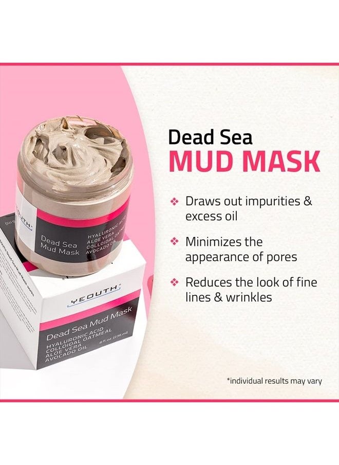 Yeouth - Dead Sea Mud Masks for face with Hyaluronic Acid, Clay Mud for Pore, Wrinkles, Acne & Dark Spots, Anti Aging Masks for Women & Mens Face Mask Skin Care - Image 1