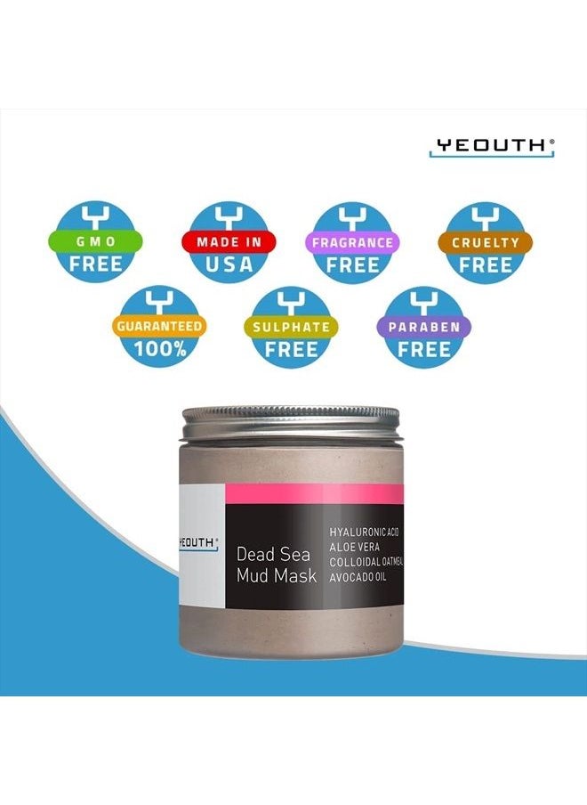 Yeouth - Dead Sea Mud Masks for face with Hyaluronic Acid, Clay Mud for Pore, Wrinkles, Acne & Dark Spots, Anti Aging Masks for Women & Mens Face Mask Skin Care - Image 1