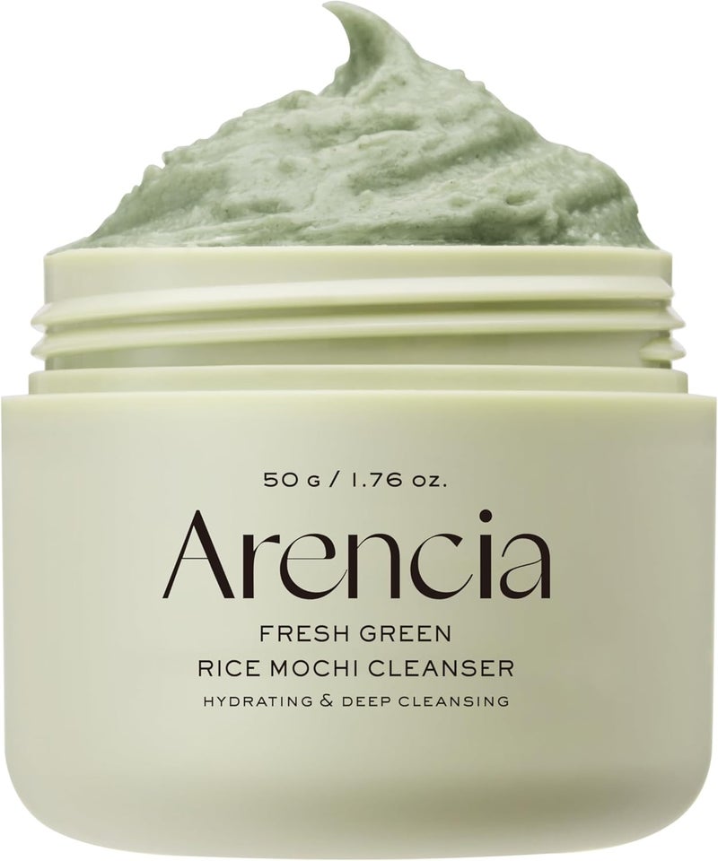 Practical design alternatives Green Rice Cake Face Cleanser & Daily Scrub - Moisturizing, Brightening & Deep-Cleansing - All Skin Types, Vegan, Organic - with Rice Powder, Rice Water & Green Tea (1.76oz) Safe silicone build - Image 1