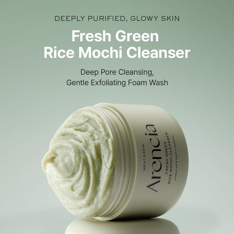 Practical design alternatives Green Rice Cake Face Cleanser & Daily Scrub - Moisturizing, Brightening & Deep-Cleansing - All Skin Types, Vegan, Organic - with Rice Powder, Rice Water & Green Tea (1.76oz) Safe silicone build - Image 2