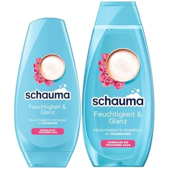 Schauma MOISTURISING SHAMPOO MOISTURE & SHINE (1 X 400 ML) GENTLY CLEANSES THE SCALP FOR SHINY & HEALTHY LOOKING HAIR & CONDITIONER (1 X 250 ML) HAIR CONDITIONER WITH RICE WATER - Image 1