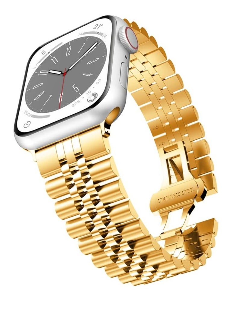 إلترازون Compatible with Apple Watch Band Series 5 44mm 42mm, Stainless Steel iWatch Band with Butterfly Folding Clasp for iWatch Band Series 5/4/3/2/1 - Image 1