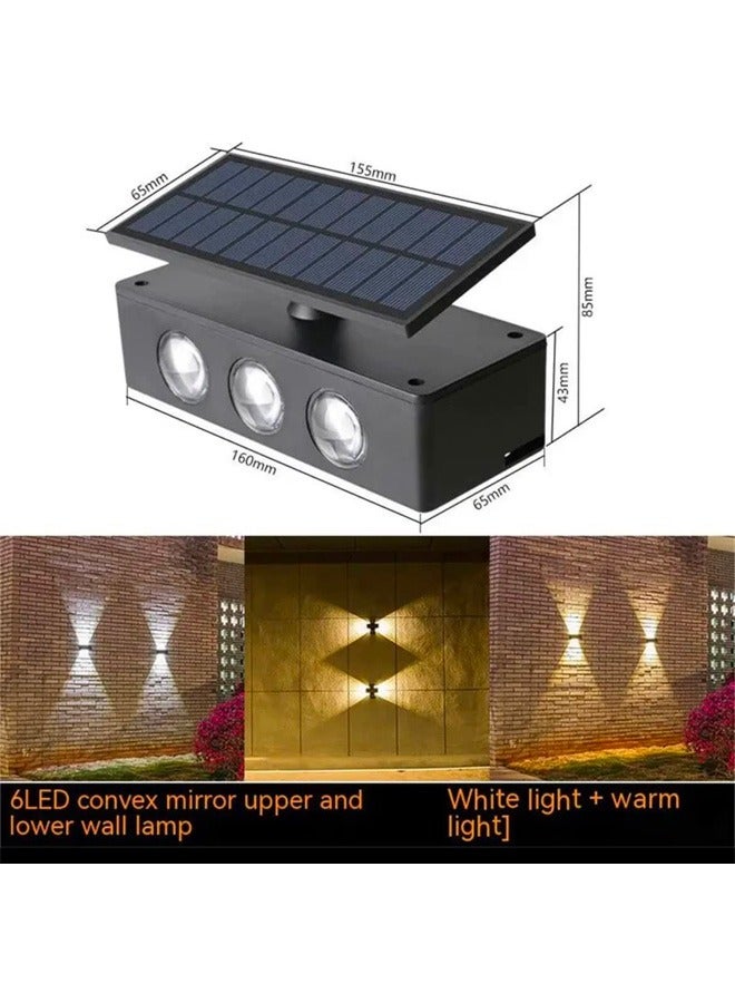 BLUE CORAL 4 Pack Solar Lights Outdoor Garden Decor 2 Color Warm and White Wall Lamp High Brightness 6 LED Up and Down Luminous Lighting Outdoor Solar Led Light Garden Lights  - Image 4