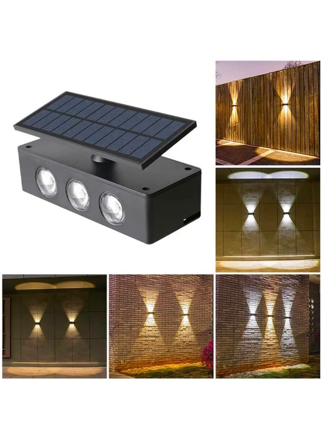 BLUE CORAL 4 Pack Solar Lights Outdoor Garden Decor 2 Color Warm and White Wall Lamp High Brightness 6 LED Up and Down Luminous Lighting Outdoor Solar Led Light Garden Lights  - Image 2
