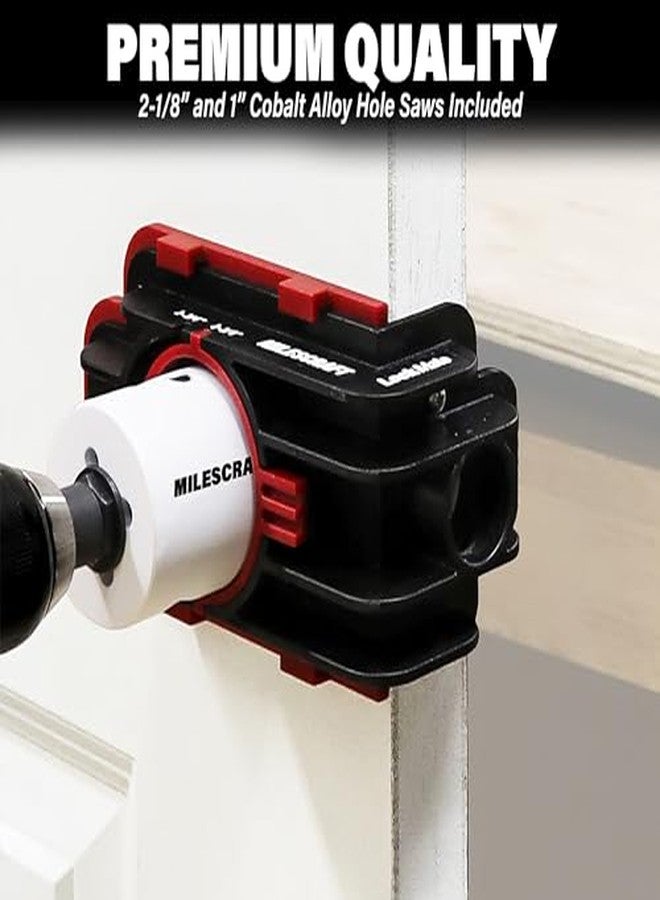 مايلكرافت Milescraft 1337 Lock Mate - طقم تركيب قفل الباب مع قالب للأبواب الخشبية/المعدنية، بسمك 1-3/8 بوصة إلى 1-3/4 بوصة. يتضمن مناشير ثقب ثنائية المعدن من الكوبالت. - Image 5