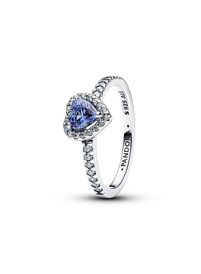 PANDORA Heart sterling silver ring with cornflower blue crystal  and clear cubic zirconia - Image 2
