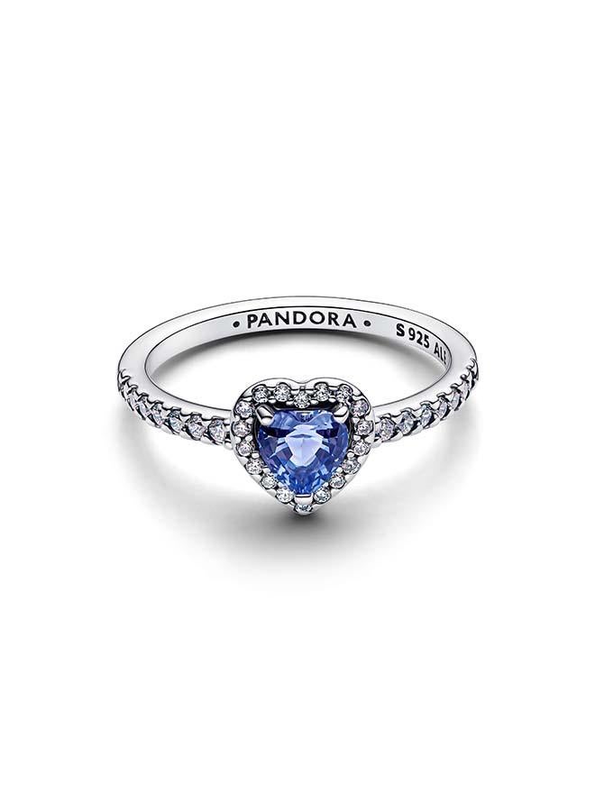 PANDORA Heart sterling silver ring with cornflower blue crystal  and clear cubic zirconia - Image 1