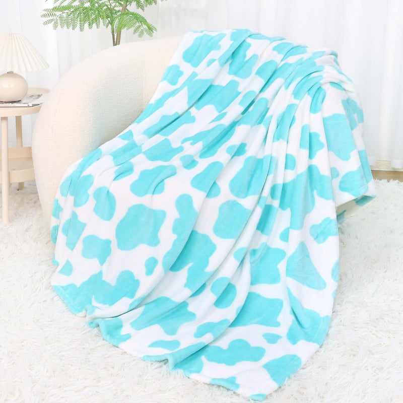 Blue Fleece Blanket for Girls 50x60 Soft Lightweight Fuzzy Kids Throw for Bedroom Couch Birthday Gifts Cyan Decorative Cozy Blanket for Toddlers Boys