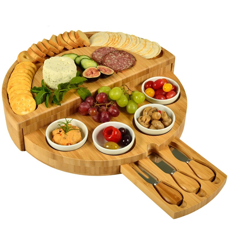 Picnic at Ascot Picnic at Ascot Deluxe Bamboo CheeseCharcuterie Board with Accessories Innovative Patented Design  Quality Assured in the USA 