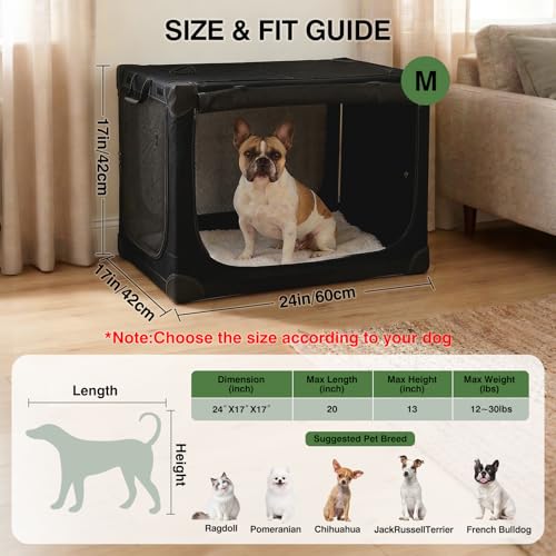 Veraste 24 L x 17 W x 17 H Collapsible Travel Dog Crate Portable Soft Dog Kennel for Small Medium Pets up to 30 lbs 4Door Foldable Travel Crate with Durable Mesh Storage Bag Black - Image 3