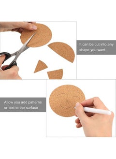 Hotop Selfadhesive Cork Coasters Squares Cork Mats Cork Backing Sheets For Coasters And Diy Crafts Supplies (60 Round)  - Image 5