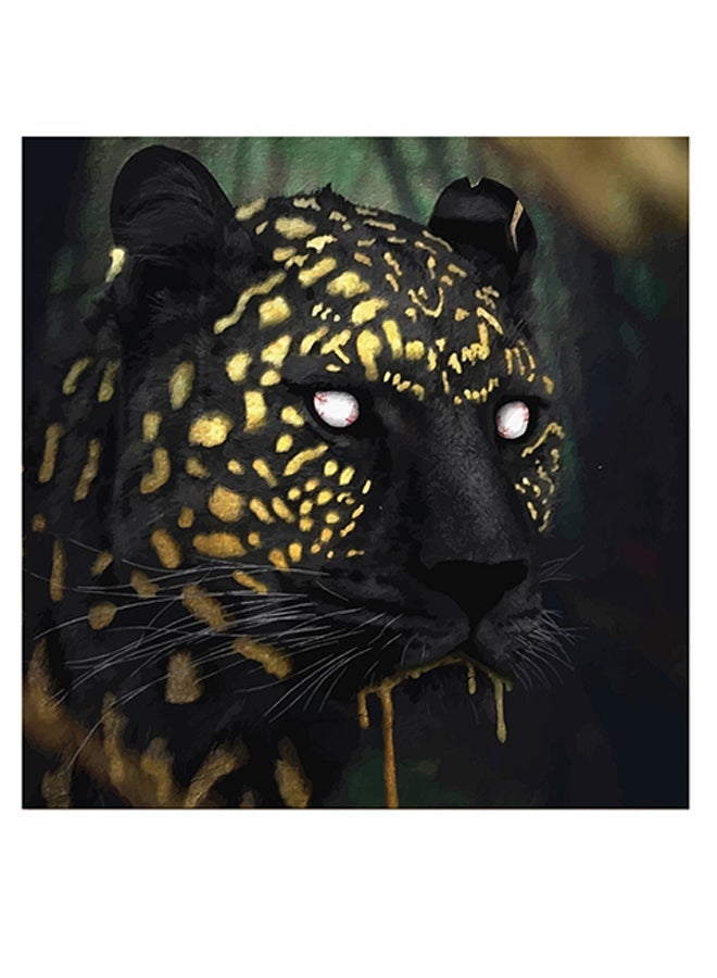 RYN Leopard Themed Wall Art Black/Yellow/Green 30x30cm - Image 1