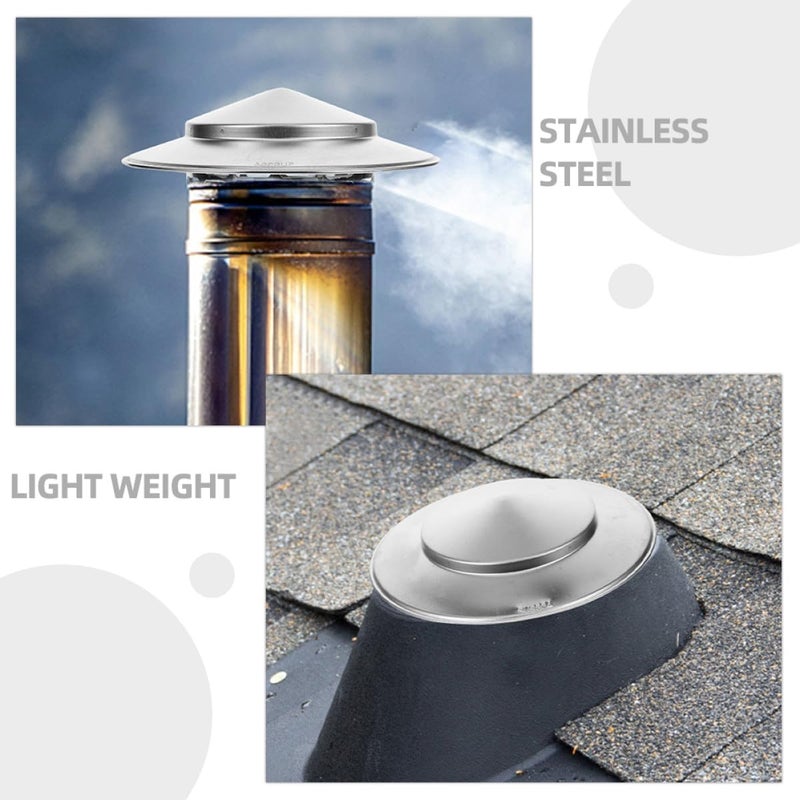 SUPVOX 2pcs Stainless Steel Chimney Caps Rainproof Chimney Covers with Vent Cowl for 75mm Pipe Roof Vent Protection Outdoor Stove Tube Accessories - Image 4