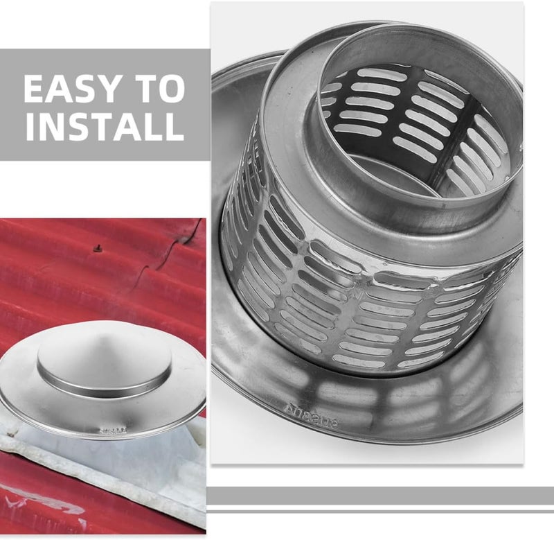 SUPVOX 2pcs Stainless Steel Chimney Caps Rainproof Chimney Covers with Vent Cowl for 75mm Pipe Roof Vent Protection Outdoor Stove Tube Accessories - Image 3