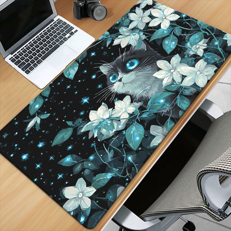 1pc XXL Jumbo Cat Themed Gaming Mouse Pad And Desk Mat 40x90cm Dark Cat Paws Non Slip Large Desk Mat Suitable For Office Computer Laptop Perfect Gift For Cat Lovers Workspace Accessory - Image 1