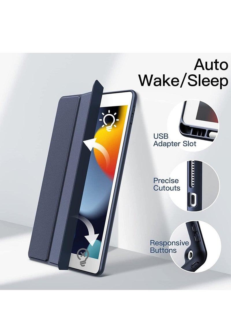 JAJEEK Protective Case for iPad 10.2 inch (9th/8th/7th Generation, 2021/2020/2019) – Slim Shockproof Case with Pencil Holder, Clear Back Cover (Navy Blue) - Image 4