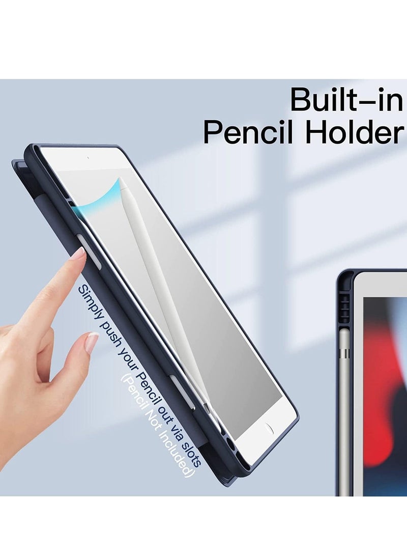 JAJEEK Protective Case for iPad 10.2 inch (9th/8th/7th Generation, 2021/2020/2019) – Slim Shockproof Case with Pencil Holder, Clear Back Cover (Navy Blue) - Image 2