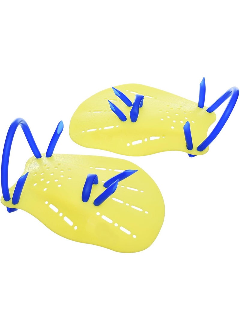 Dolphin Swim Training Hand Paddles With Adjustable Silicone Straps, Yellow 