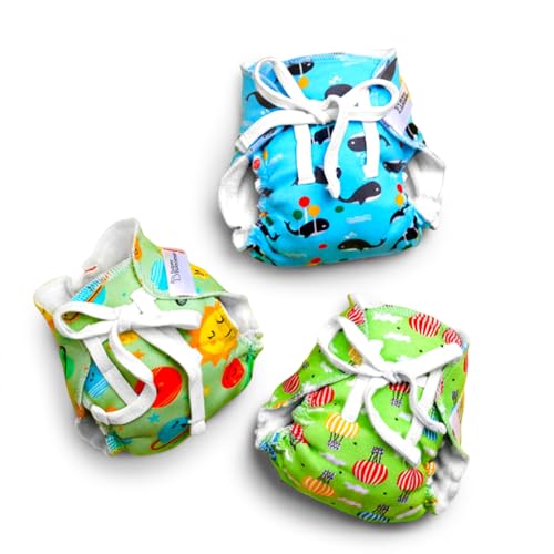 SuperBottoms DryFeel Langot for Newborn - Pack of 3 | Soft, Reusable Cotton Nappy with Mess-free Outer Layer | Diaper-Free Time Essential | Adjustable Baby Langot (Fits up to 10 kg) - Image 1