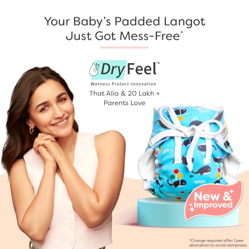 SuperBottoms DryFeel Langot for Newborn - Pack of 3 | Soft, Reusable Cotton Nappy with Mess-free Outer Layer | Diaper-Free Time Essential | Adjustable Baby Langot (Fits up to 10 kg) - Image 2