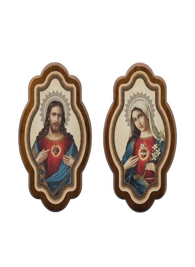 Intercession Sacred Heart of Jesus and Virgin Mary Framed Wall Art, 2 Piece Set - Image 1