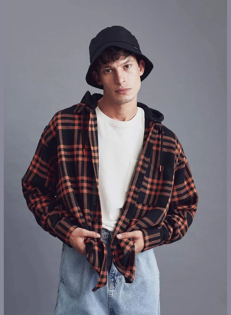 DeFacto Oversize Fit Long Sleeve Hooded Shirt