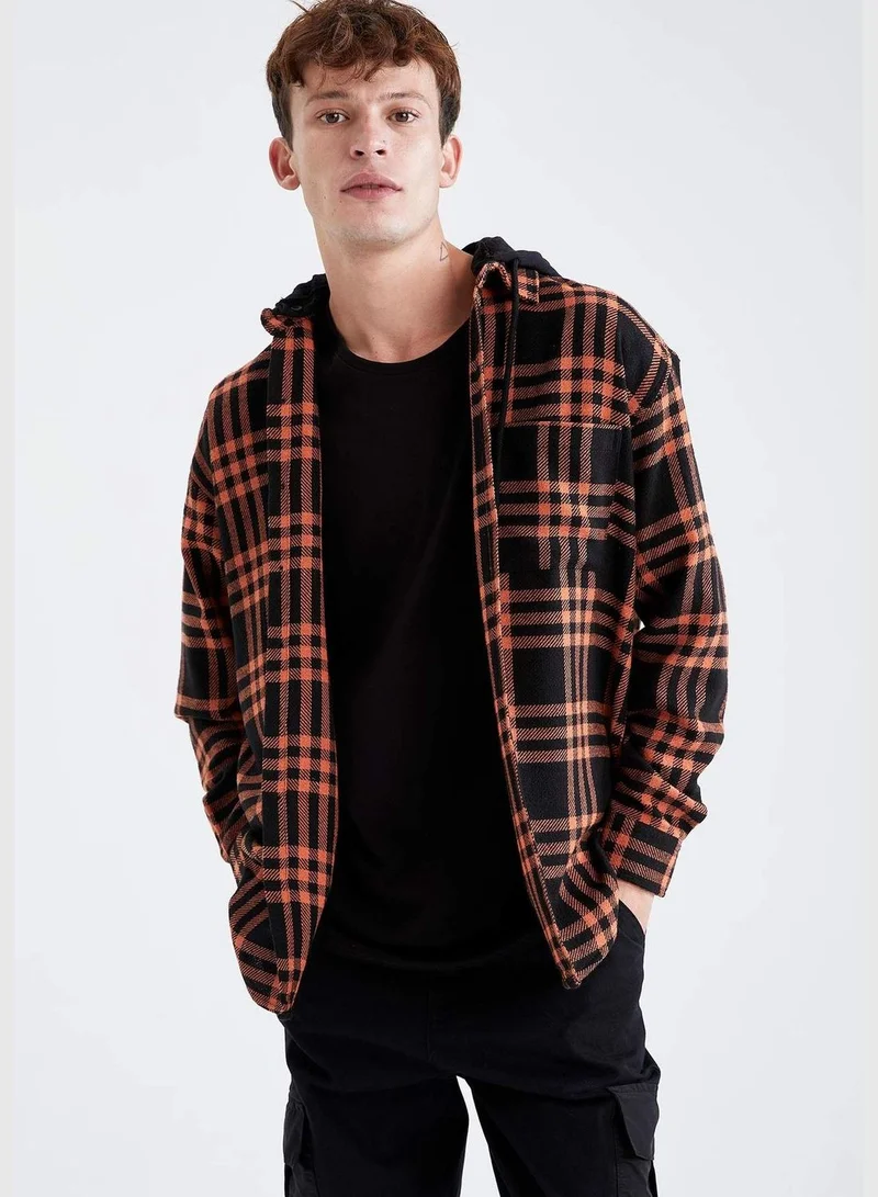 DeFacto Oversize Fit Long Sleeve Hooded Shirt