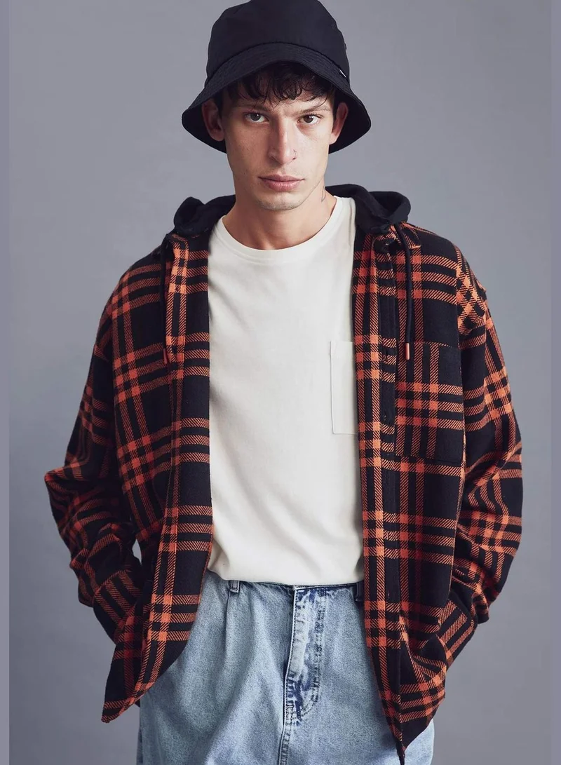 DeFacto Oversize Fit Long Sleeve Hooded Shirt