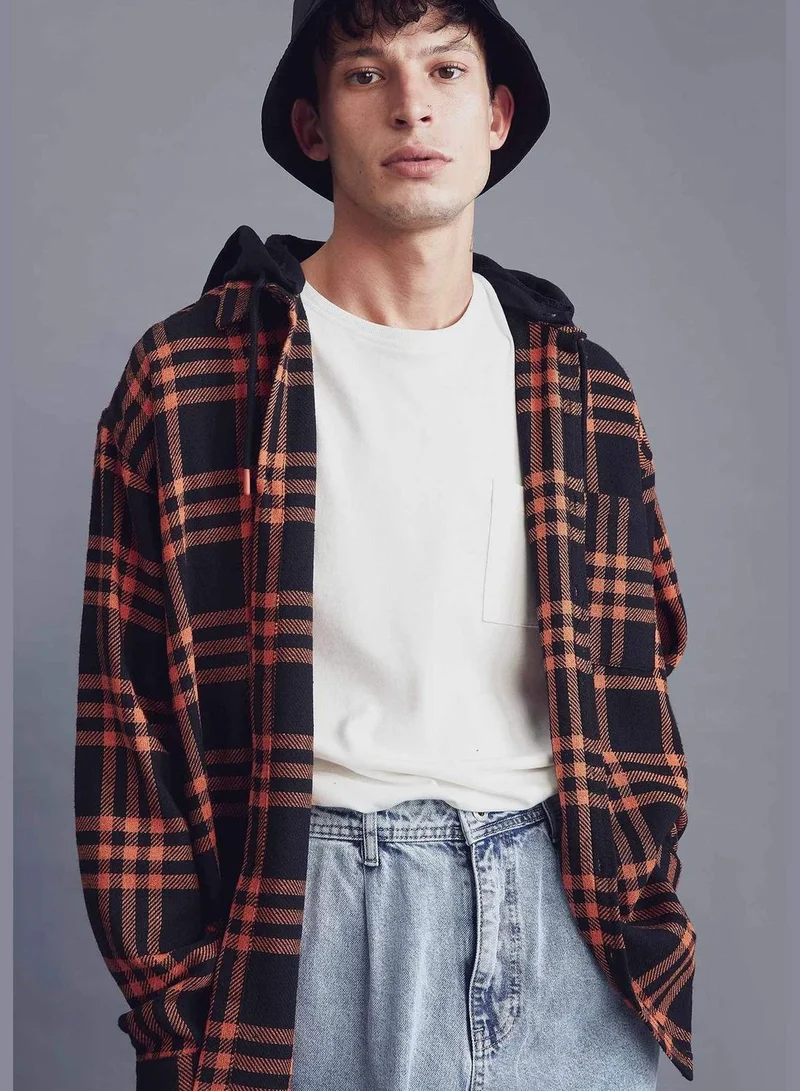 DeFacto Oversize Fit Long Sleeve Hooded Shirt