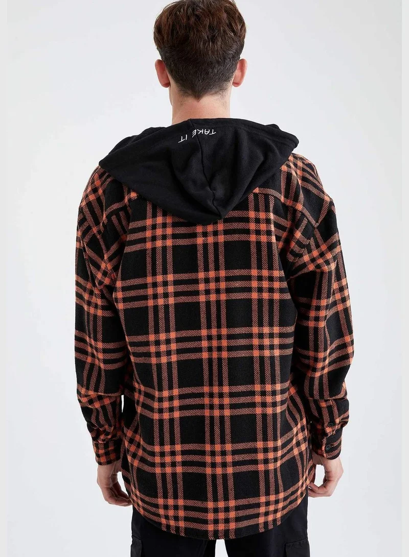 DeFacto Oversize Fit Long Sleeve Hooded Shirt