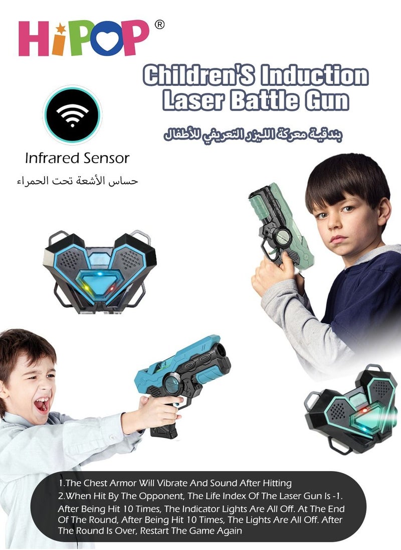 HIPOP - Two Pack Gun Toy with Laser Induction,Safe Gun Toys with Wearable Sensor and Somatosensory Vibration,Do Not Hurt Eyes,Simulated Real CS,Parent-Child Interactive Toy Gun - Image 1