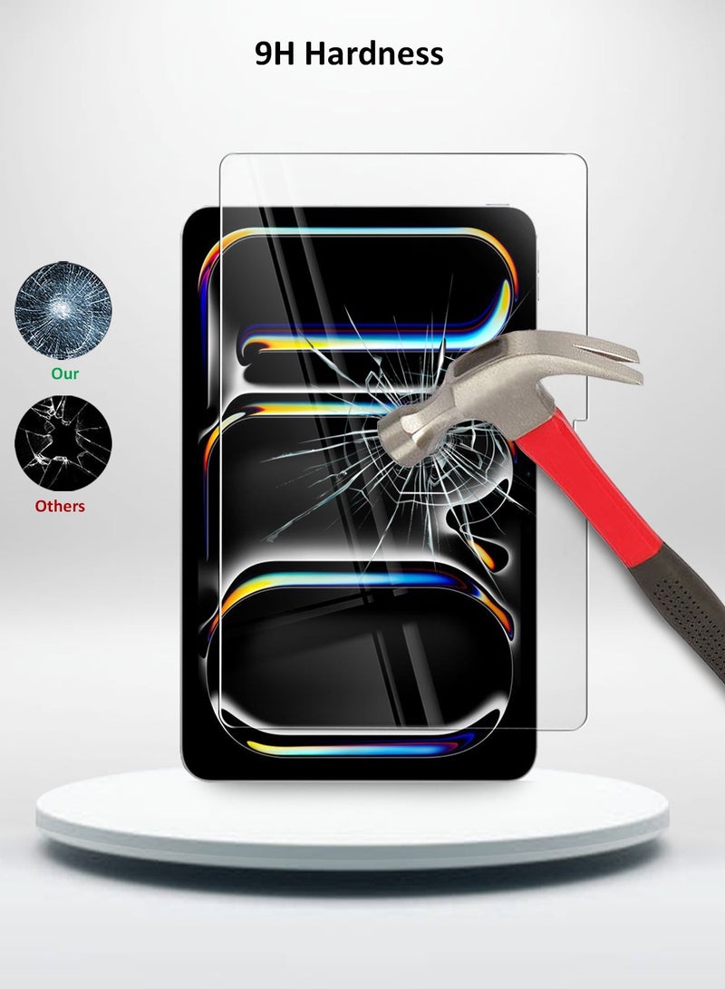 OMAKER حماية شاشة زجاجية مقسّاة HD لجهاز iPad Pro 13 بوصة M4 (2024) - مضادة للانعكاس ومضادة للفقاعات بصلابة 9H وسمك 0.33 مم وحواف مدورة وسهلة التركيب - Image 3