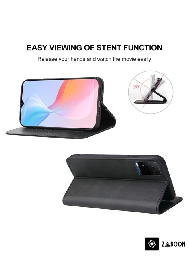 Zaboon حافظة واقية لهاتف vivo Y21e بإغلاق مغناطيسي من الجلد - Image 4