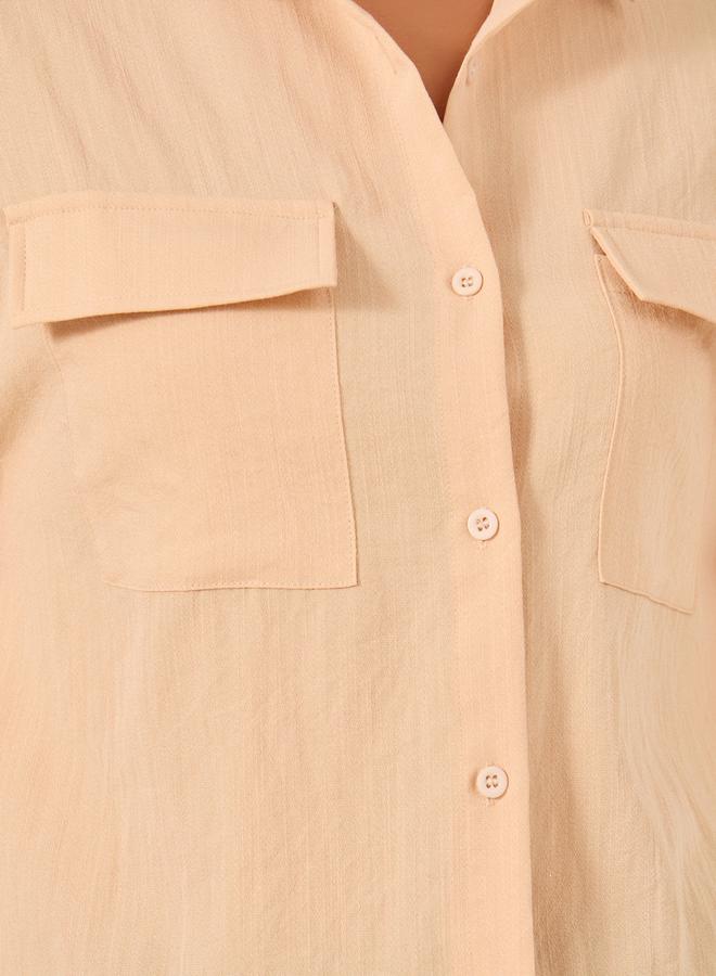 Styli Button Down Spread Collar Oversized Shirt  - Image 4
